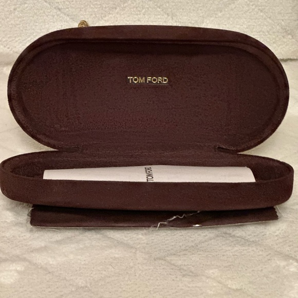Tom Ford Brown Suede Eyewear Case with Gold Logo-Unisex - Picture 2 of 2